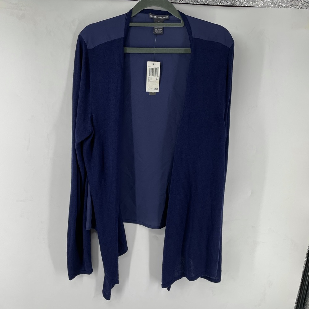 Chelsea & Theodore Navy Blue Open Cardigan NWT